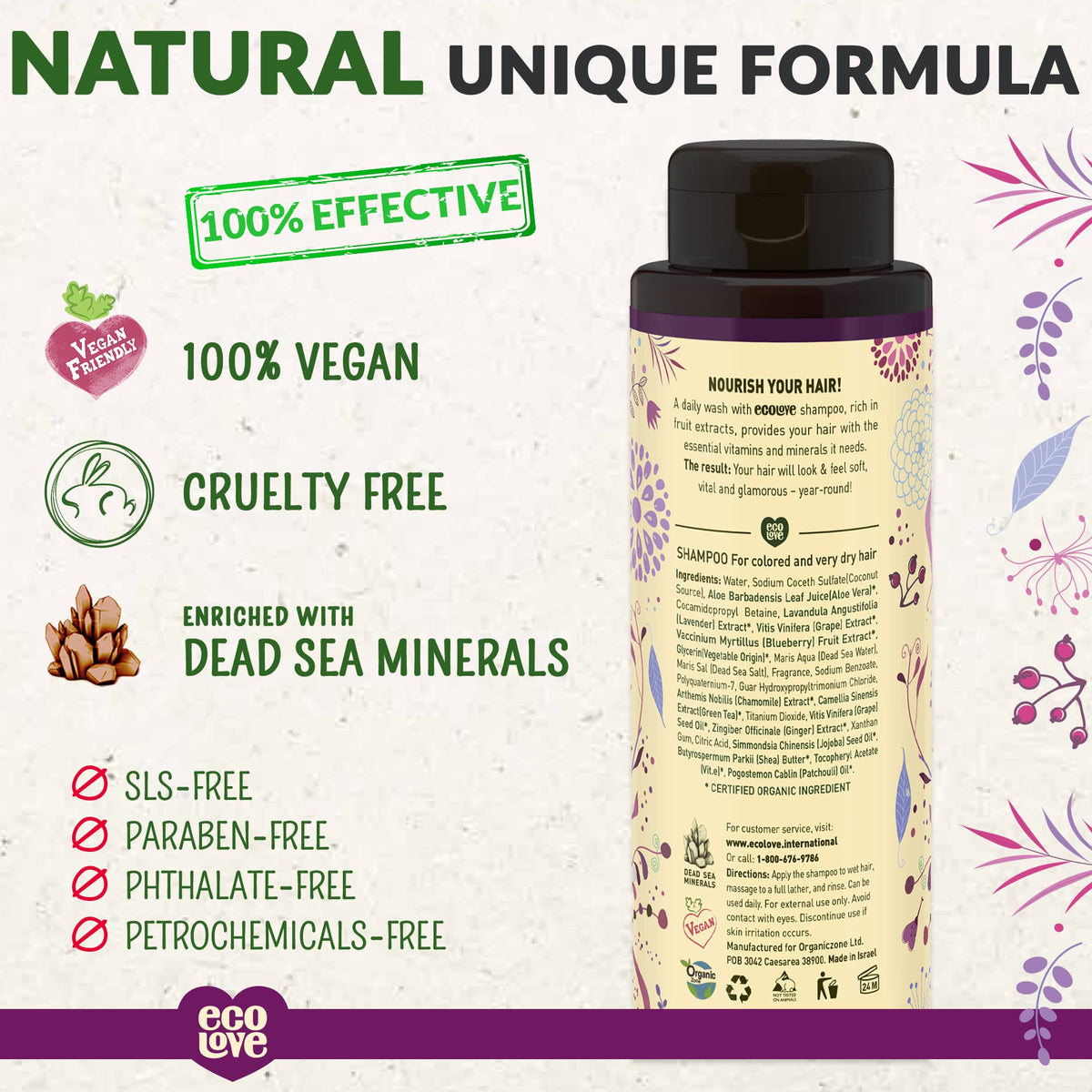 ecoLove Sulfate-Free Lavender Shampoo for Dry & Color-Treated Hair, 17.6 oz