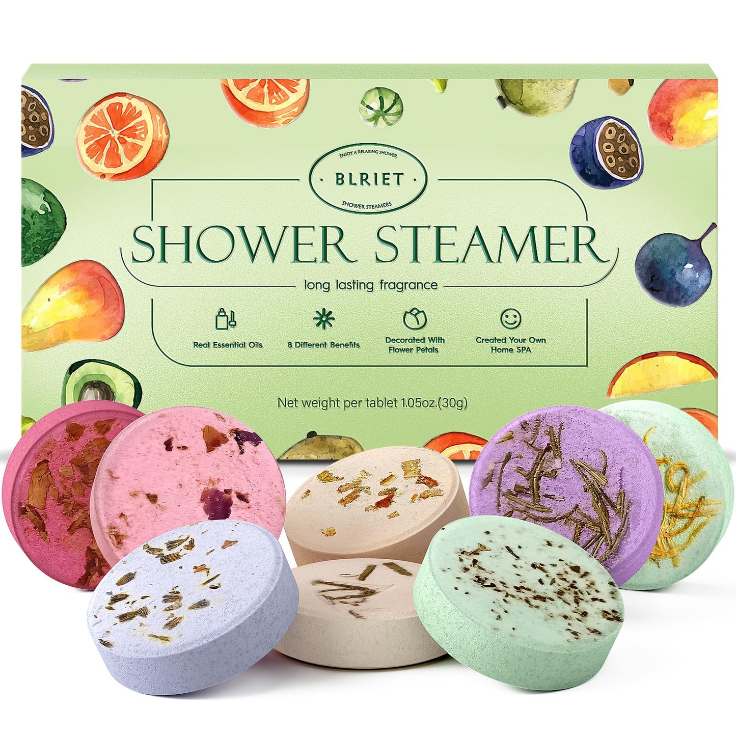 Shower Steamers Aromatherapy Mothers Day Gifts 8 Pack Shower Bombs Fruit Scents with Essential Oils, Birthday Gifts for Girlfriend, Her, Men, Mom Beauty and Personal Care BLRIET