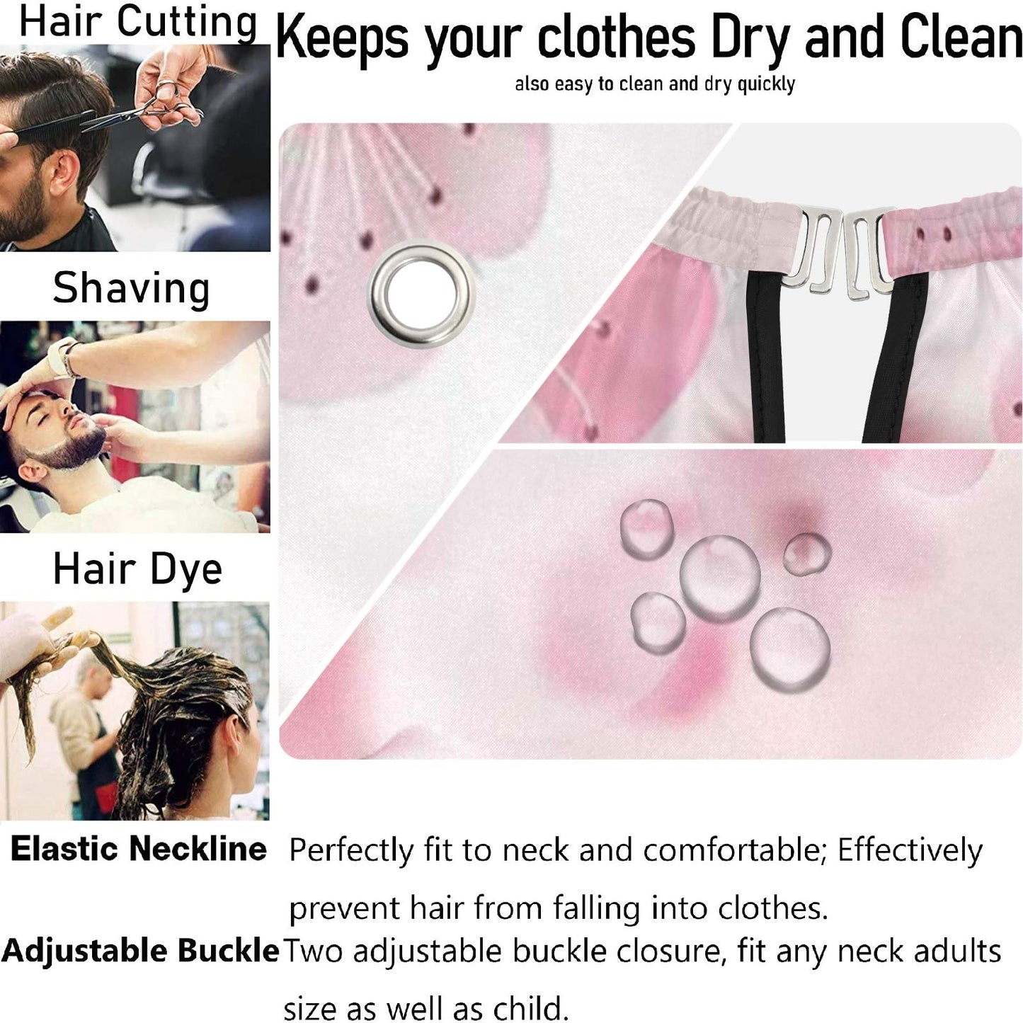 visesunny Barber Cape Pink Cherry Blossom Polyester Hair Cutting Salon Cape Apron Anti-Static Haircut Water-Resistant Shaving Cloth Beard Shaving Bib Beauty and Personal Care visesunny