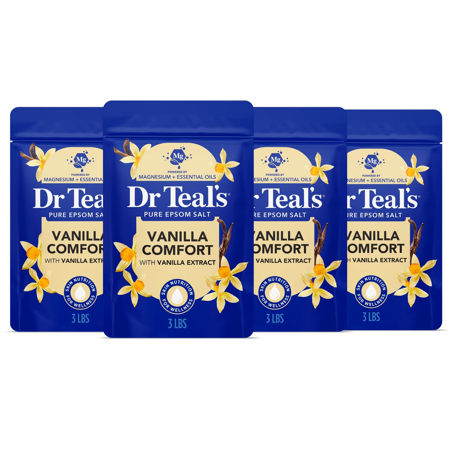 Dr Teal's Epsom Salt Magnesium Soak, Vanilla Comfort, 3 lbs (Pack of 4) Beauty and Personal Care Dr Teal's