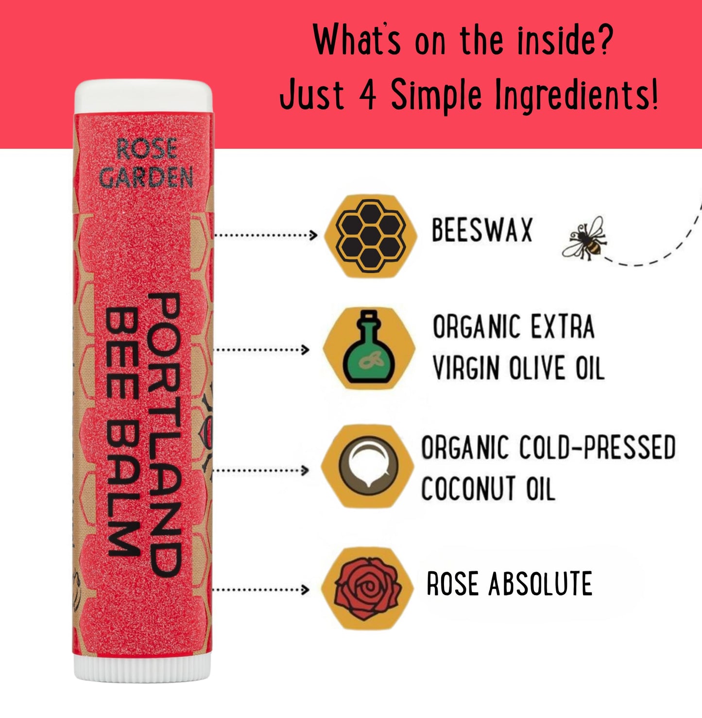 Portland Bee Balm All Natural Handmade Beeswax Based Lip Balm, Rose Garden Bulk 1 Count Beauty & Personal Care Portland Bee Balm