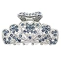 Faship Navy Blue Rhinestone Crystal Floral Hair Claw Clips Beauty & Personal Care Faship
