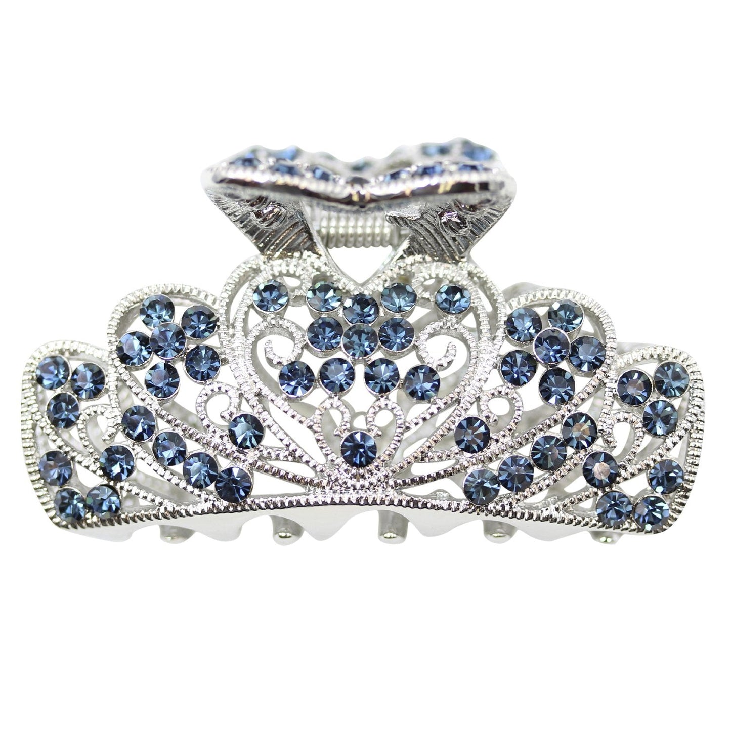 Faship Navy Blue Rhinestone Crystal Floral Hair Claw Clips Beauty & Personal Care Faship