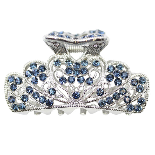 Faship Navy Blue Rhinestone Crystal Floral Hair Claw Clips Beauty & Personal Care Faship