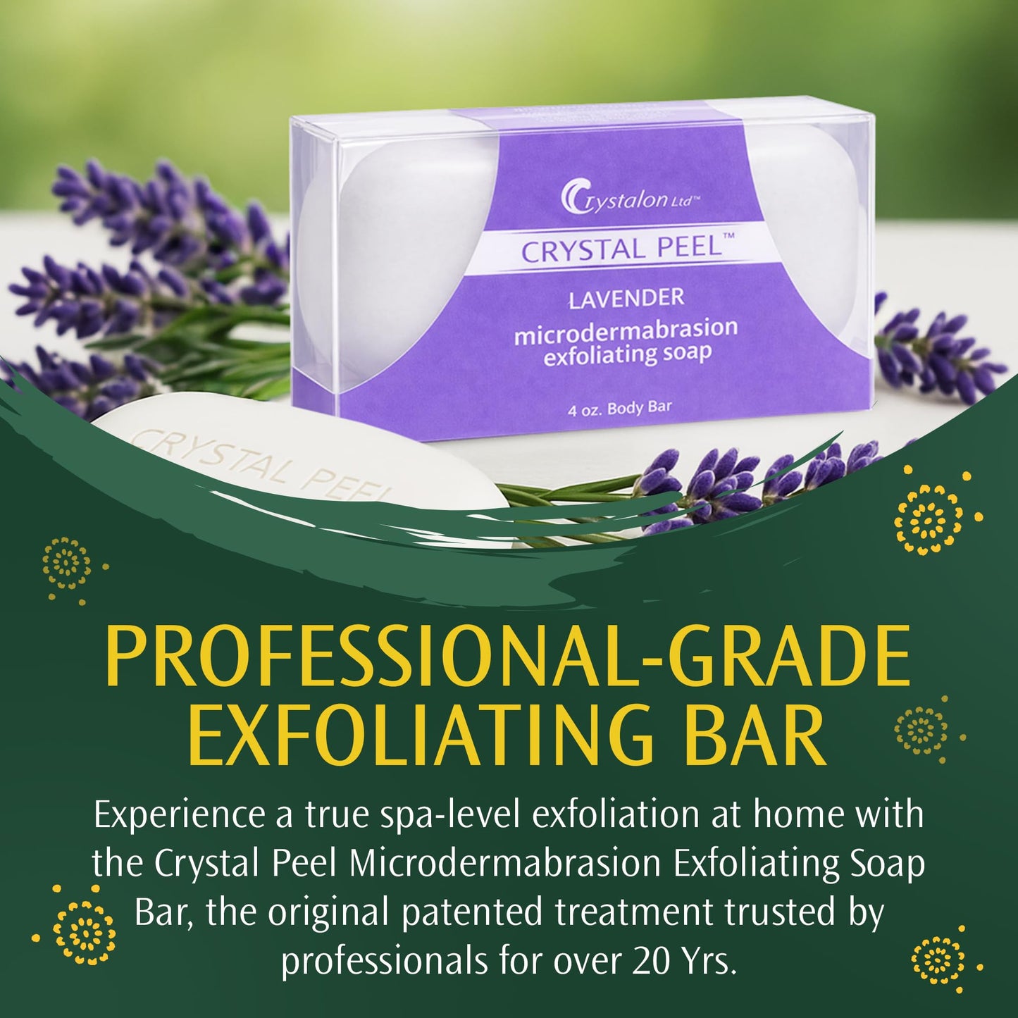 Exfoliating Bar Soap for Men & Women, Crystal Peel Luxury Microdermabrasion Hydrating & Exfoliating Body Soap Bar, Solid Magnesium Mineral Scrub Beauty & Personal Care Crystalon Crystal Peel
