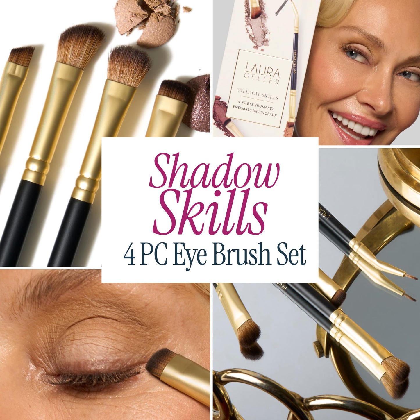 LAURA GELLER NEW YORK Cosmetic Professional Makeup Brushes - Cruelty-Free - 18 Shadow Skills Eyeshadow Brushes (4 Pack) Beauty & Personal Care LAURA GELLER NEW YORK