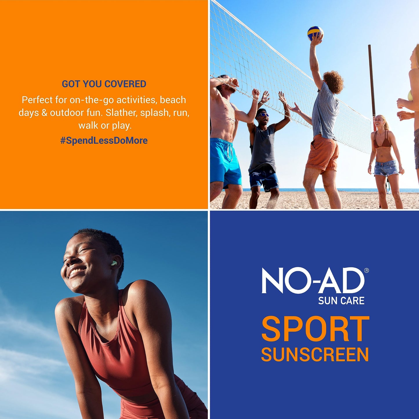 NO-AD SPF 50 SPORT Sunscreen Lotion | Hypoallergenic | Broad Spectrum UVA/UVB Protection | Water Resistant | Octinoxate & Oxybenzone Free Beauty & Personal Care NO-AD