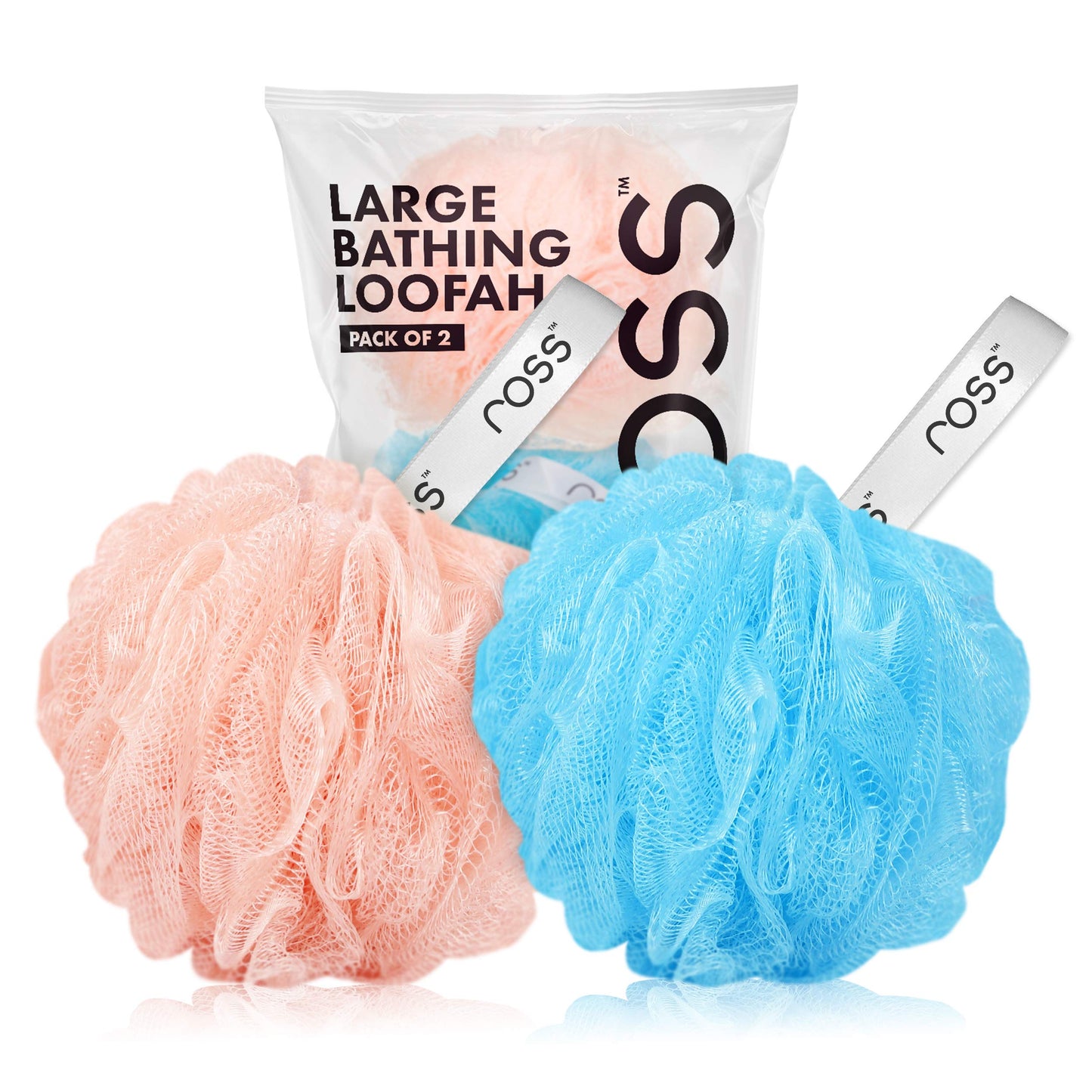 ross Large Bath Loofah Sponge Scrubber Exfoliator for High Lather Cleansing (Peach and Blue) Beauty and Personal Care Ross