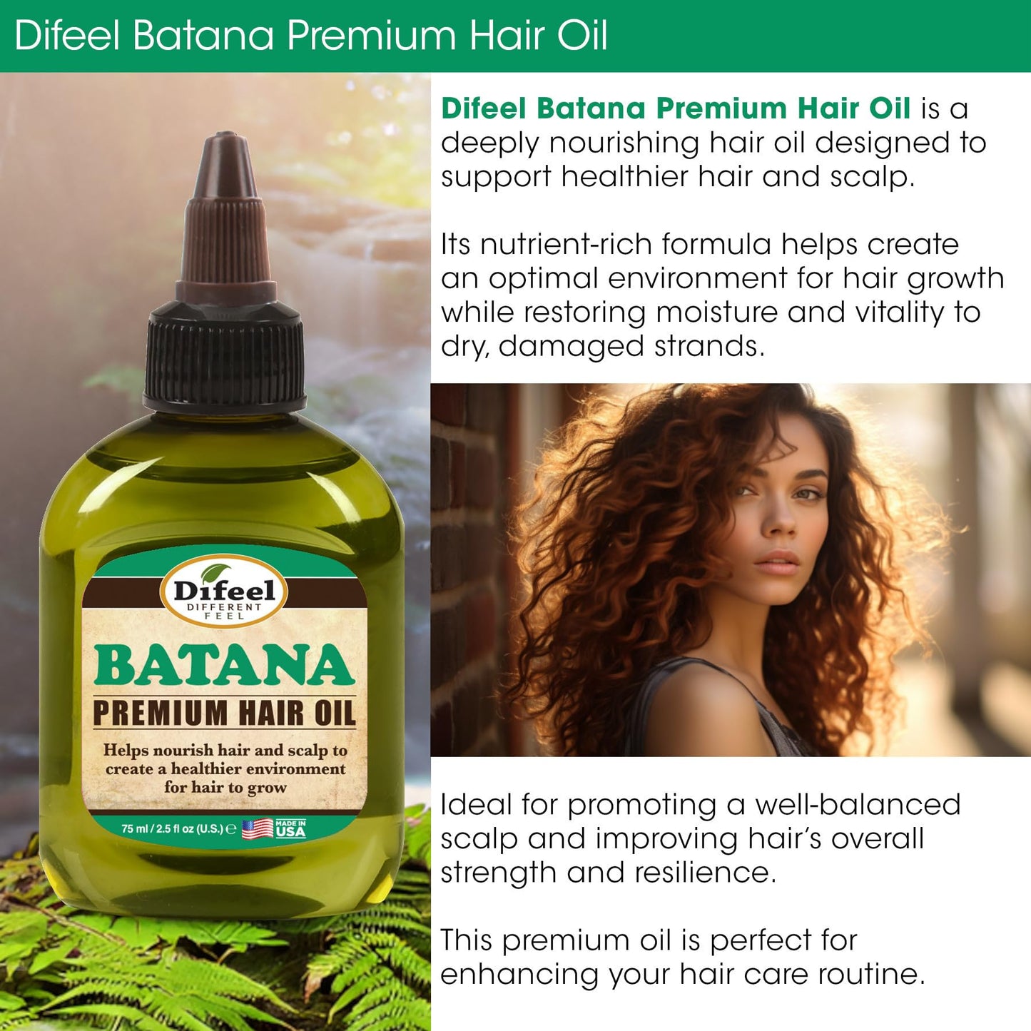 Difeel Batana Premium Hair Oil 2.5 oz. - Batana oil for Hair growth, Restores Moisture & Strengthens Hair Beauty & Personal Care Difeel
