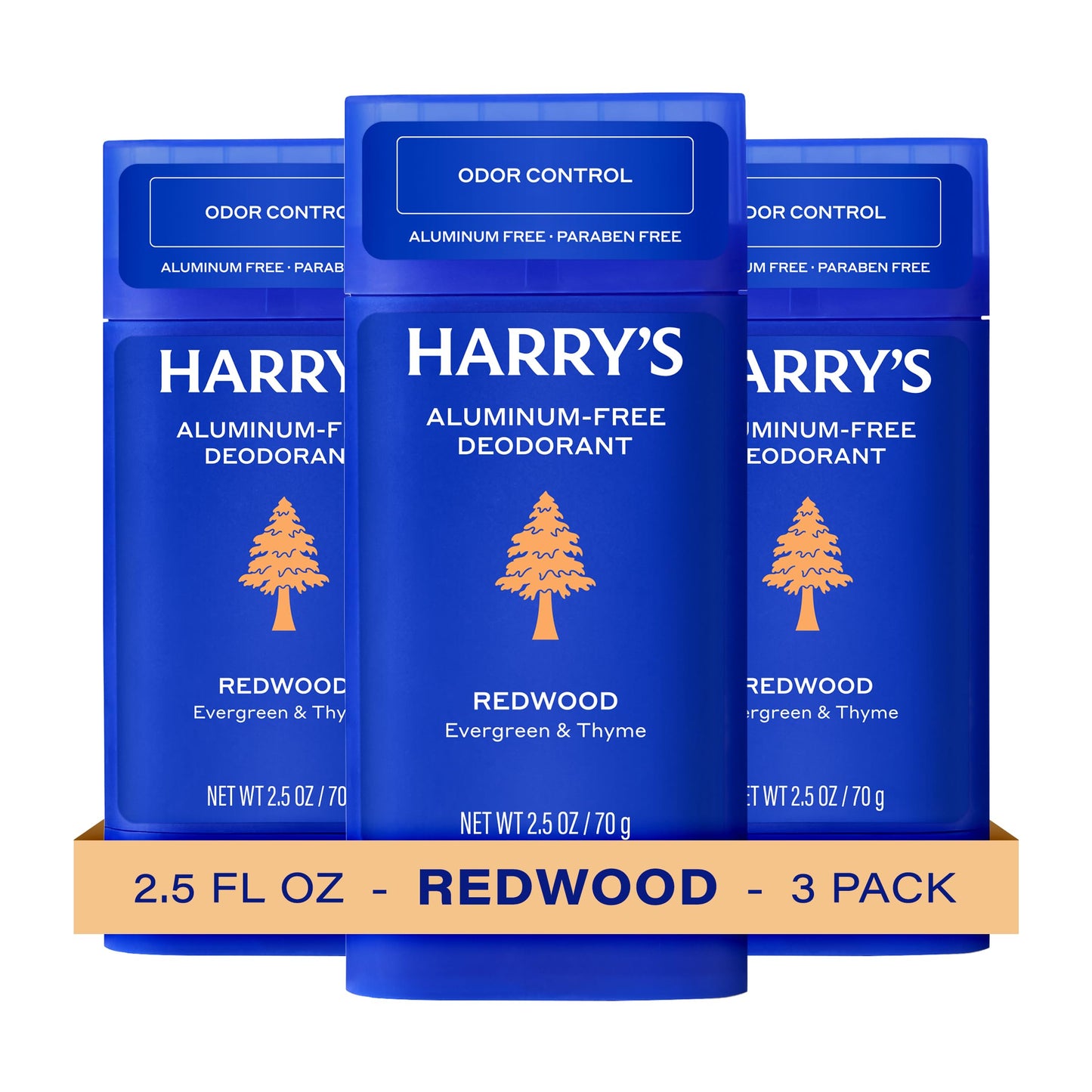 Harry's Aluminum Free Deodorant for Men - Odor Control, Redwood Scent, 2.5 Oz, 3-Pack, Men Deodorant Aluminum Free Beauty and Personal Care Harry's