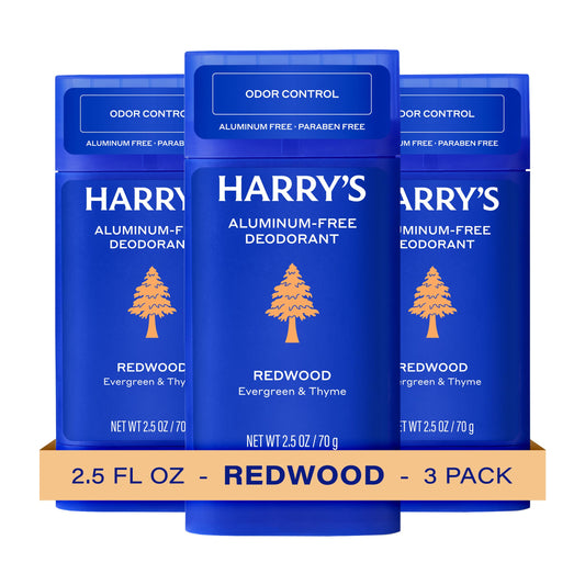 Harry's Aluminum Free Deodorant for Men - Odor Control, Redwood Scent, 2.5 Oz, 3-Pack, Men Deodorant Aluminum Free Beauty and Personal Care Harry's