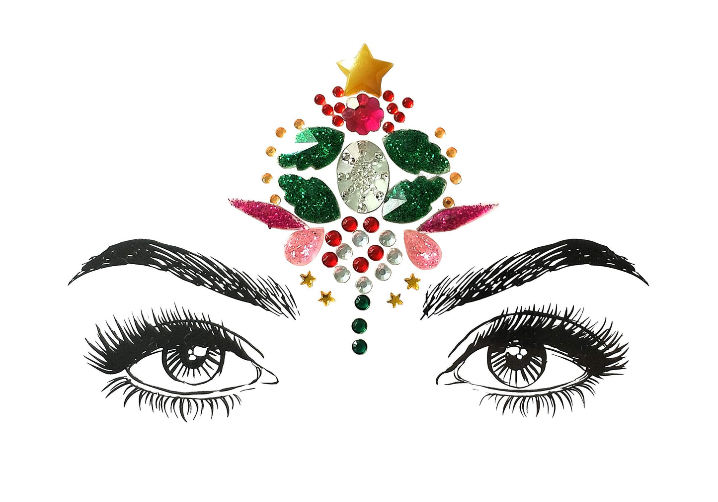 Christmas Face Gems,3PCS Crystal Body Glitter Face Stickers Festival Makeup Jewels Temporary Tattoo Glitter Rhinestone Adhesive for Face Eyes Body Beauty & Personal Care Cheeroyal