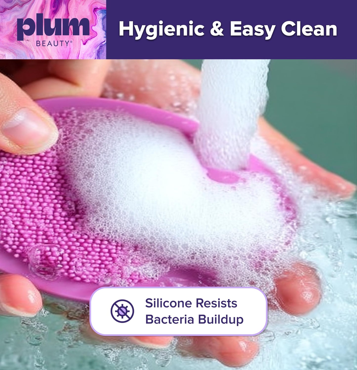 Plum Beauty Silicone Face Scrubber & Facial Cleansing Brush for Clear Skin Beauty and Personal Care Plum Beauty