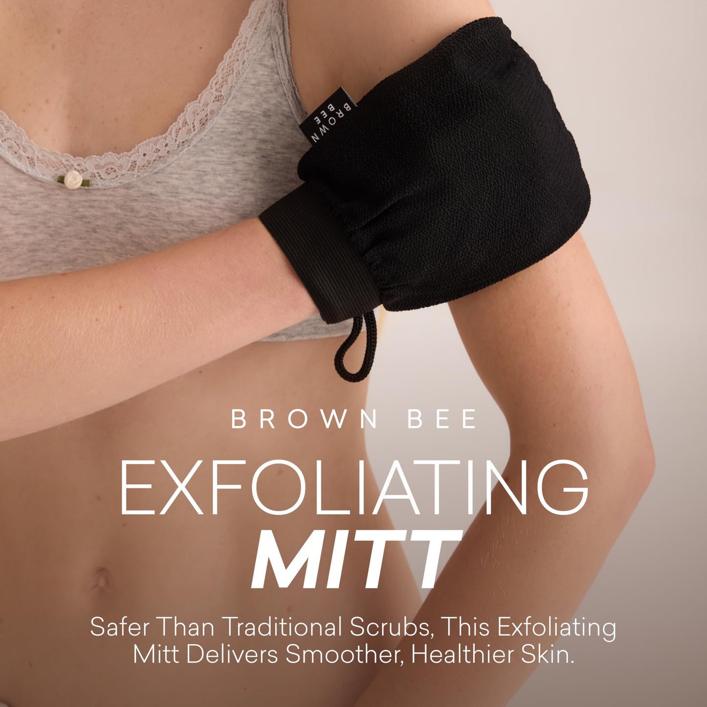 Brown Bee Exfoliating Mitt - Reusable Body Exfoliator Glove for Smooth Skin, Tanning Prep & Build-Up Removal, All Skin Types Beauty and Personal Care Brown Bee