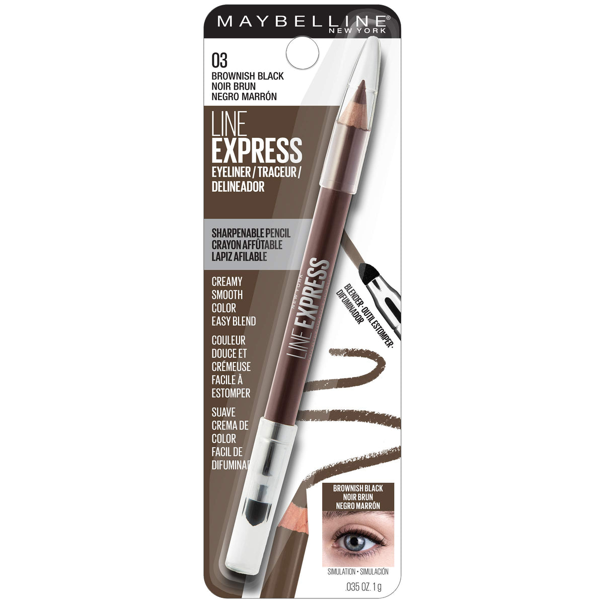 Maybelline New York Line Express Sharpenable Wood Pencil Eyeliner, Brownish Black, 1 Count