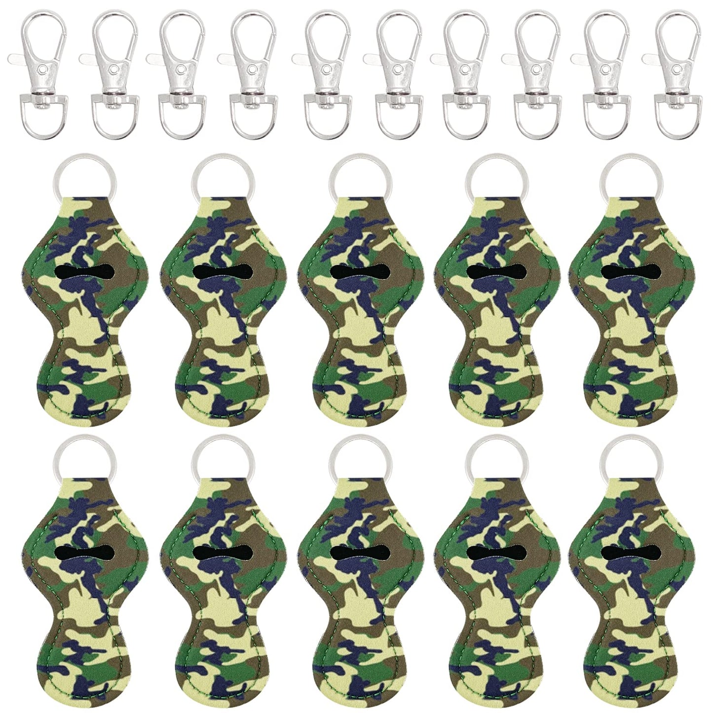 allydrew 10 Pack Chapstick Holder Keychain, Keyring for Lip Balm Lip Gloss Lipstick with 10 Pieces Metal Keyring Clasps, Camouflage Beauty & Personal Care allydrew