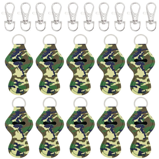allydrew 10 Pack Chapstick Holder Keychain, Keyring for Lip Balm Lip Gloss Lipstick with 10 Pieces Metal Keyring Clasps, Camouflage Beauty & Personal Care allydrew