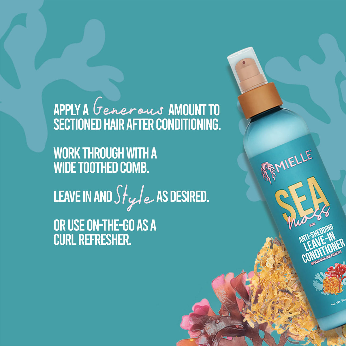 Mielle Organics Sea Moss Anti-Shedding Leave In Conditioner for Curly Hair - Moisturizing Leave In Treatment Spray to Detangle, Style and Refresh
