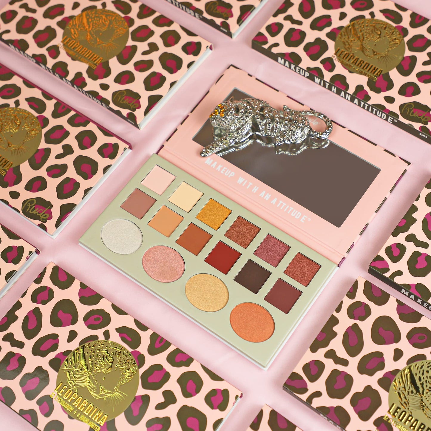 Leopardina Eyeshadow and Highlighter Palette by Rude Cosmetics for Women - 1.031 oz Makeup Beauty & Personal Care RUDE