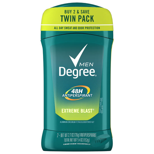 Degree Men Original Antiperspirant Deodorant 48-Hour Odor Protection Extreme Blast Mens Deodorant Stick 2.7 oz, 2 Count Beauty and Personal Care Degree