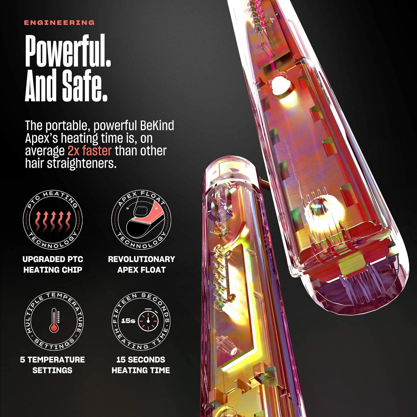 Bekind Apex 2-in-1 Hair Straightener Flat Iron | 1“ 460°F Straightener and Curler for All Hairstyles | UltraSmooth Tech | 15s Fast Heating & Temp Beauty & Personal Care Bekind
