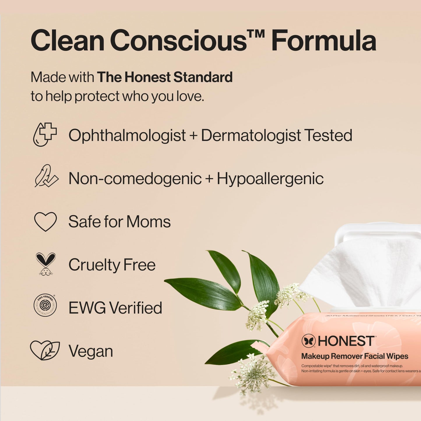 Honest Beauty Fragrance Free Cleansing Makeup Remover Facial Wipes | Plant Based, Hypoallergenic, Gentle for Sensitive Skin | 30 Count Beauty & Personal Care Honest Beauty