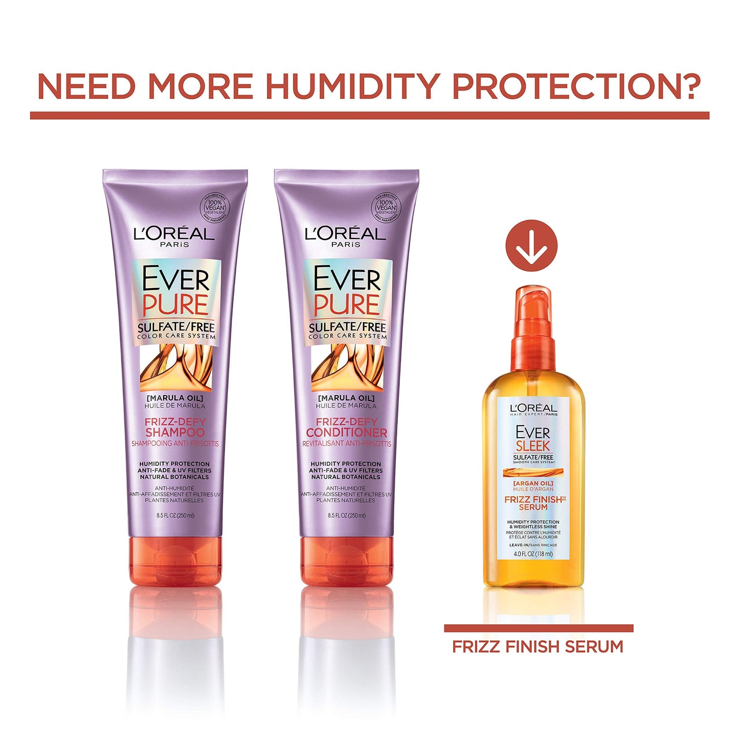 L'Oreal Paris Hair Care Everpure Sulfate Free Frizz-Defy Conditioner, 3 Count Beauty & Personal Care L'Oreal Paris