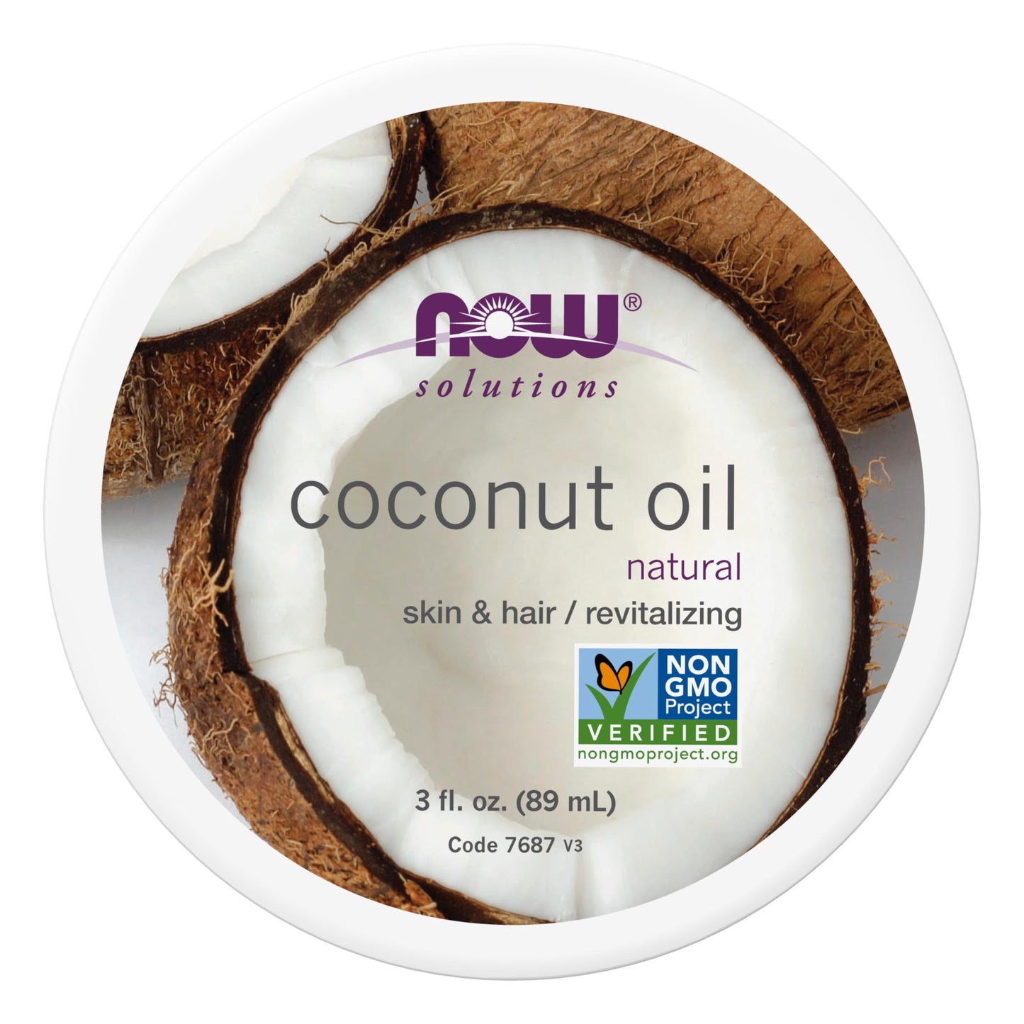 NOW Solutions, Coconut Oil, Naturally Revitalizing For Skin and Hair, Conditioning Moisturizer, Convenient Travel Size, 3-Ounce Beauty & Personal Care NOW Foods