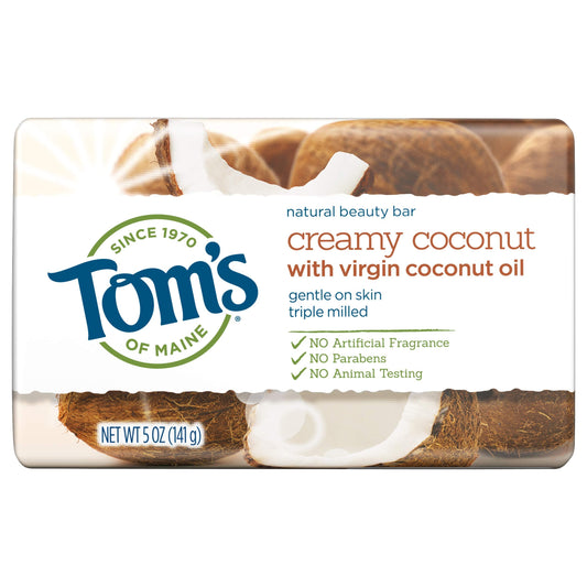 Tom's of Maine Natural Beauty Bar, Bar Soap, Natural Soap, Creamy Coconut with Virgin Coconut Oil, 5 Ounce Beauty & Personal Care Tom's of Maine