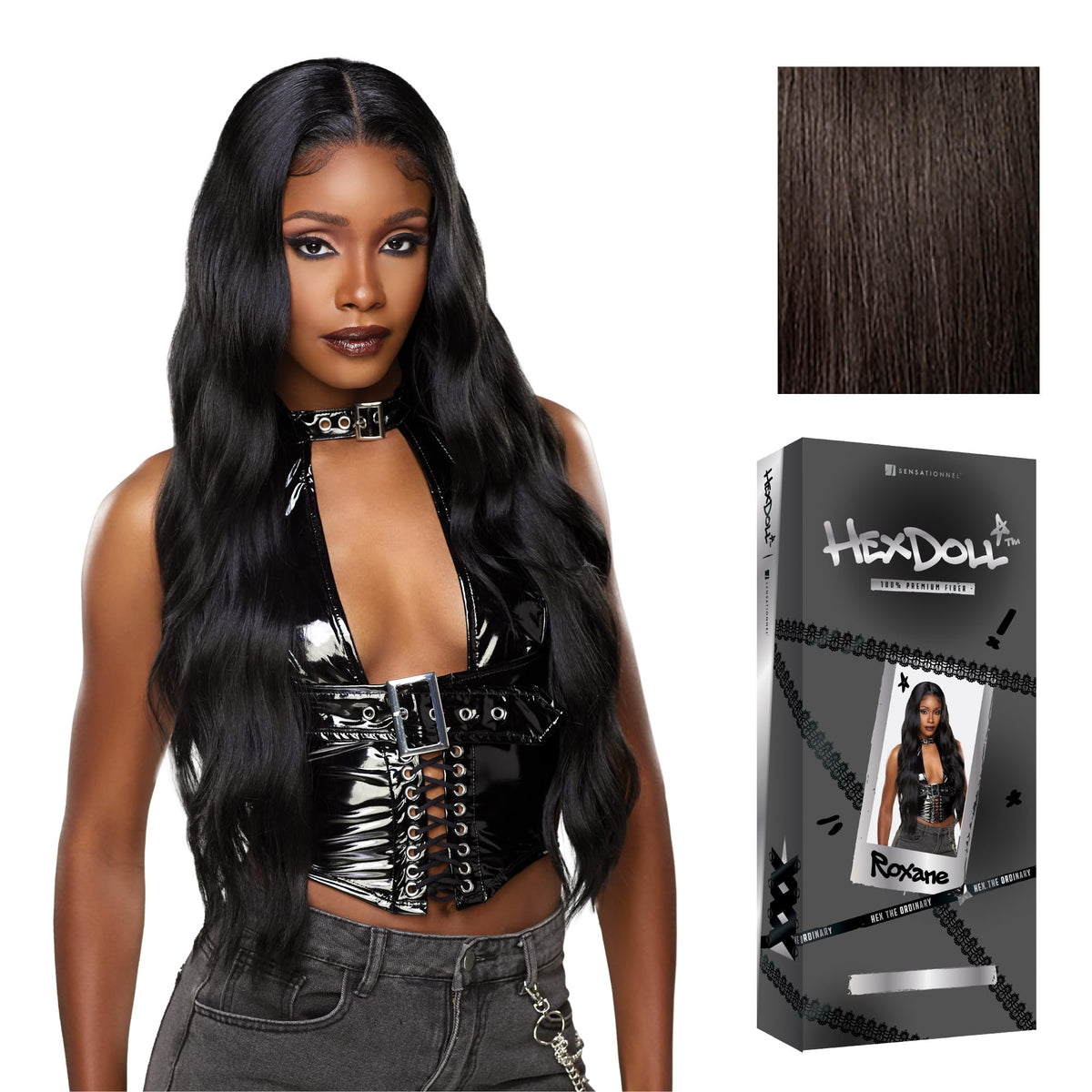 Sensationnel Hexdoll 13x4 LaceWig-Roxane, 2 DARKBROWN