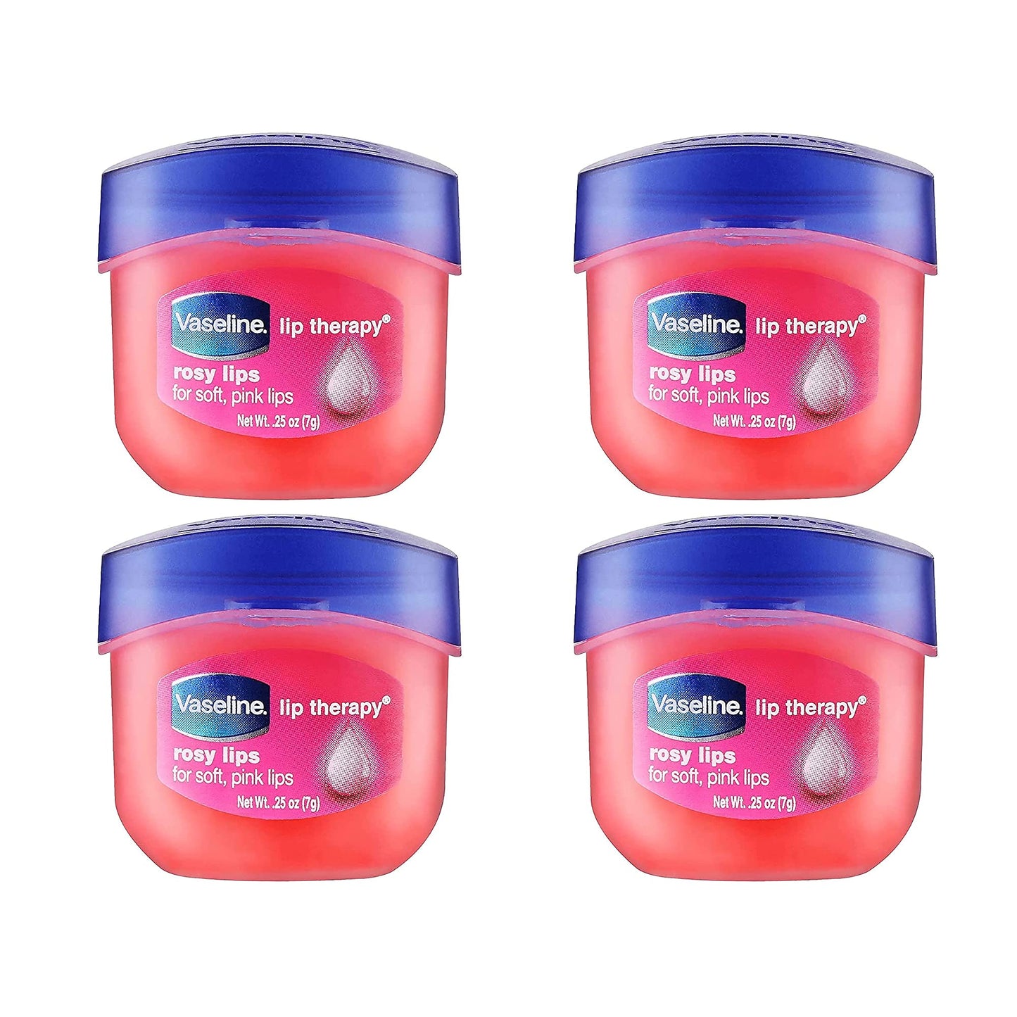 Vaseline Lip Therapy Lip Balm Mini, Rosy Lips - Lip Repair in a Container for Cracked, Dry Lip - Travel Size 0.25 oz (Pack of 4) Beauty and Personal Care Vaseline