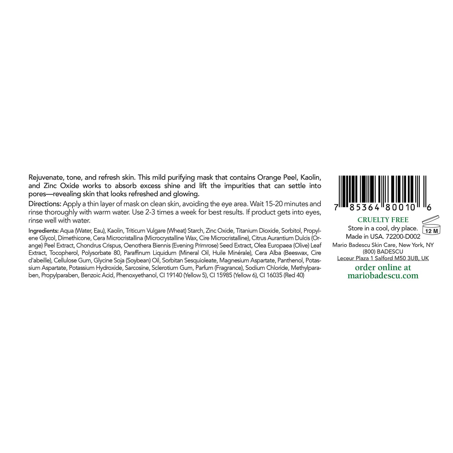 Mario Badescu Orange Tonic Mask for Combination, Oily, Sensitive Skin, Face Mask with Kaolin Clay & AHAs That Deeply Cleanses Pores, Reduces Excess Beauty & Personal Care Mario Badescu