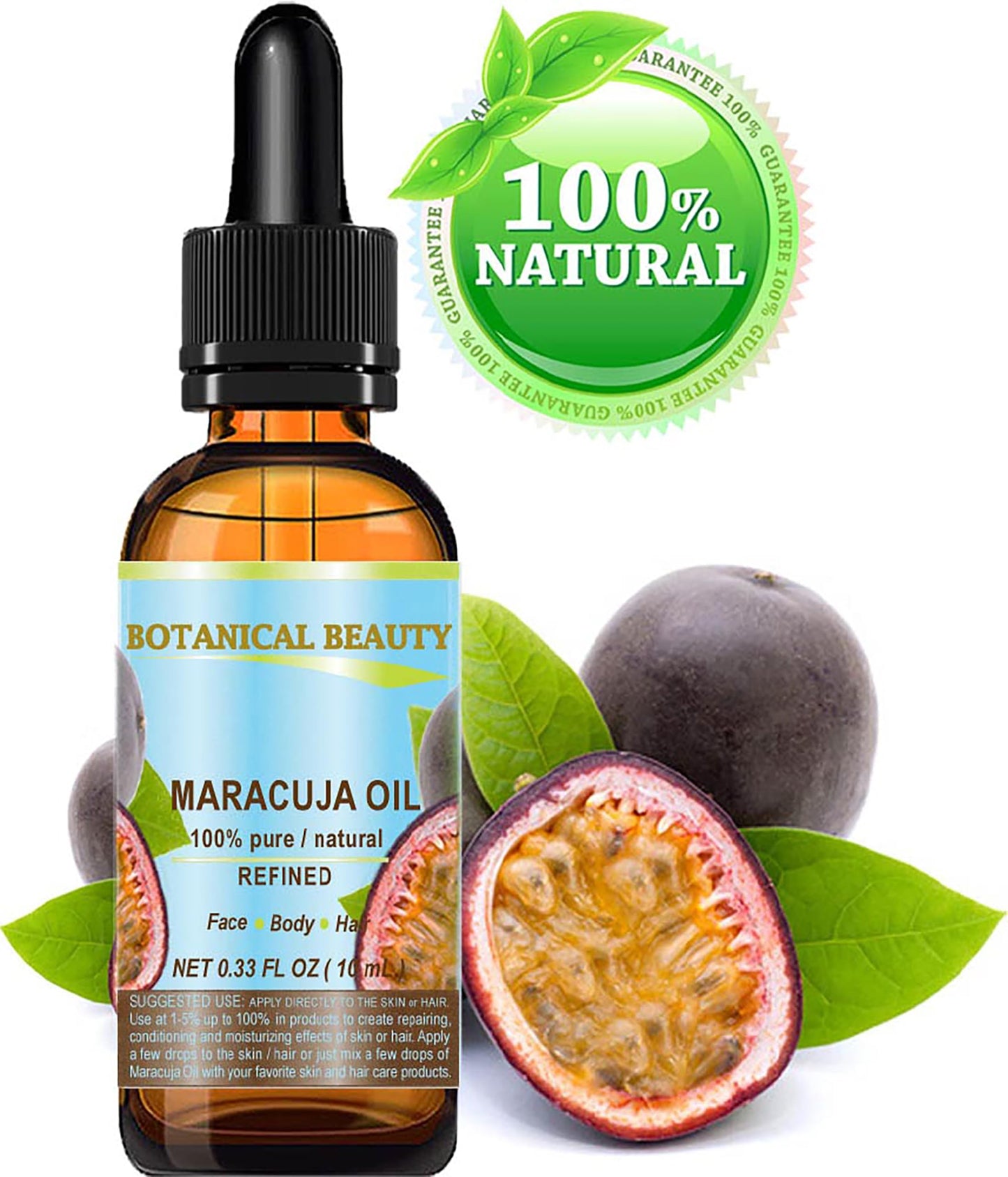 Botanical Beauty MARACUJA OIL 100% Pure Natural Cold Pressed Undiluted for Face, Skin, Hair, Body, Lip, Nails 0.33 Fl Oz - 10 ml Rich in Vitamin C Beauty & Personal Care Botanical Beauty