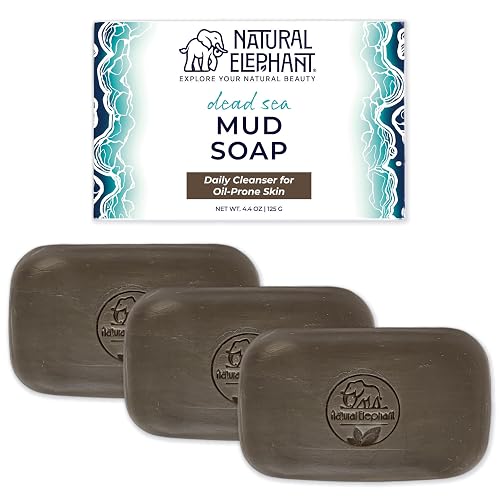 Natural Elephant Dead Sea Mud Soap Bar | Mineral-Rich Face & Body Cleanser with Natural Dead Sea Minerals | 4.4 oz (125 g) Pack of 3 Beauty & Personal Care Natural Elephant