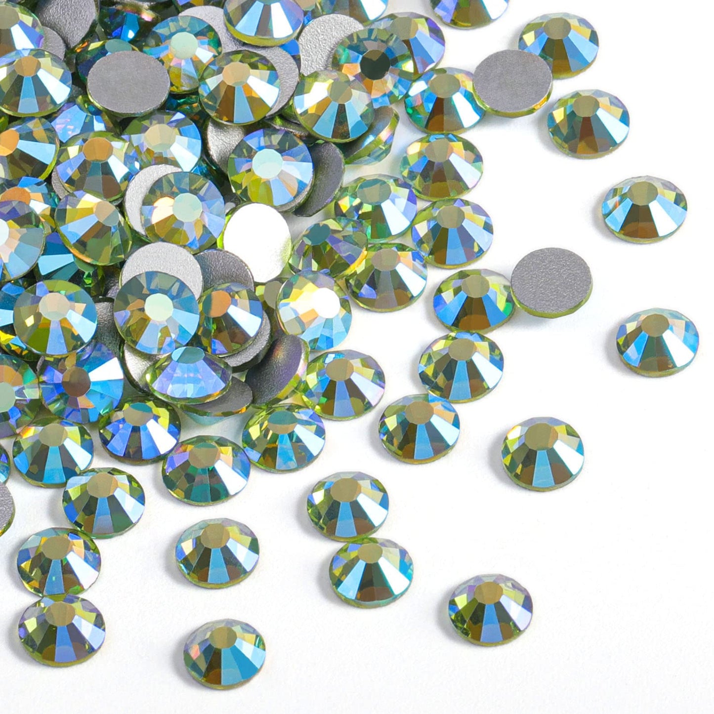 Beadsland 2880pcs Flat Back Crystal Rhinestones Round Gems for Nail Art and Craft Glue Fix,Peridot AB,SS10,2.7-2.9mm Beauty and Personal Care BEADSLAND Default Title