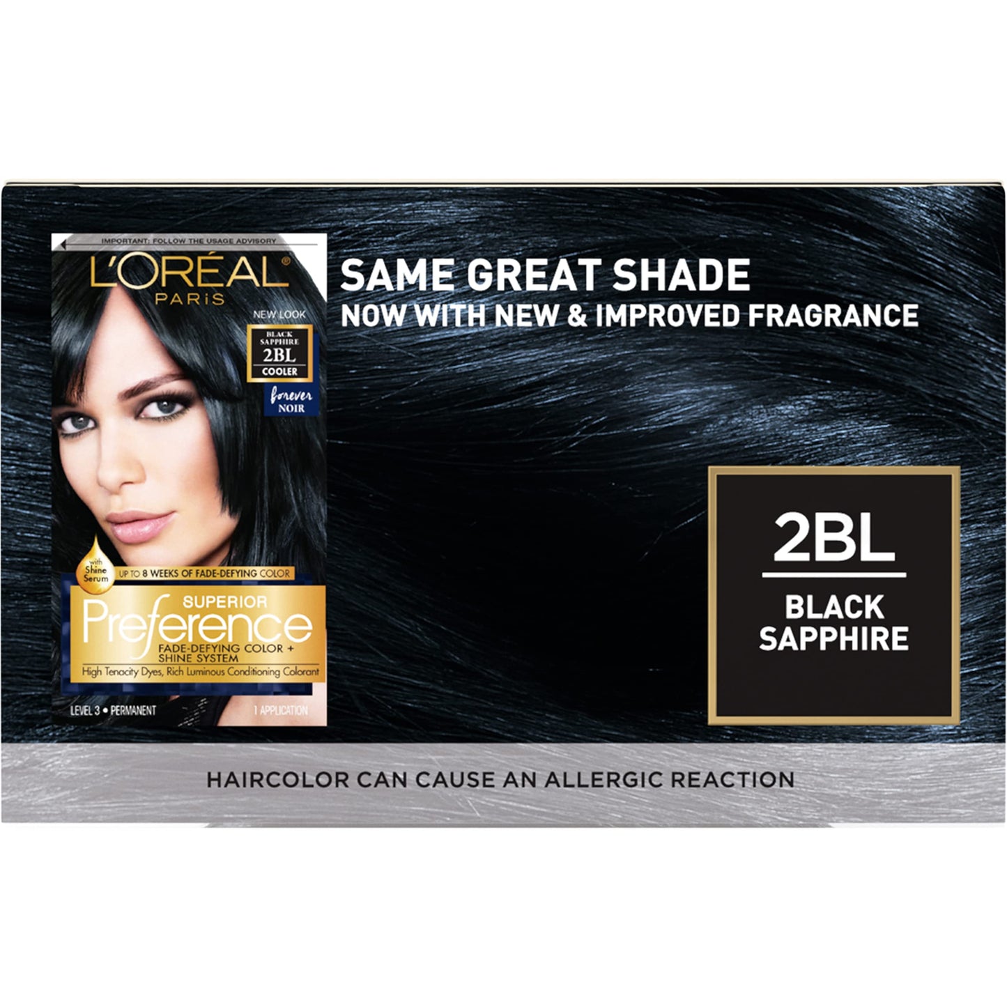L'Oreal Paris Superior Preference Fade-Defying + Shine Permanent Hair Color, 2BL Black Sapphire, Pack of 1, Hair Dye Beauty & Personal Care L'Oreal Paris