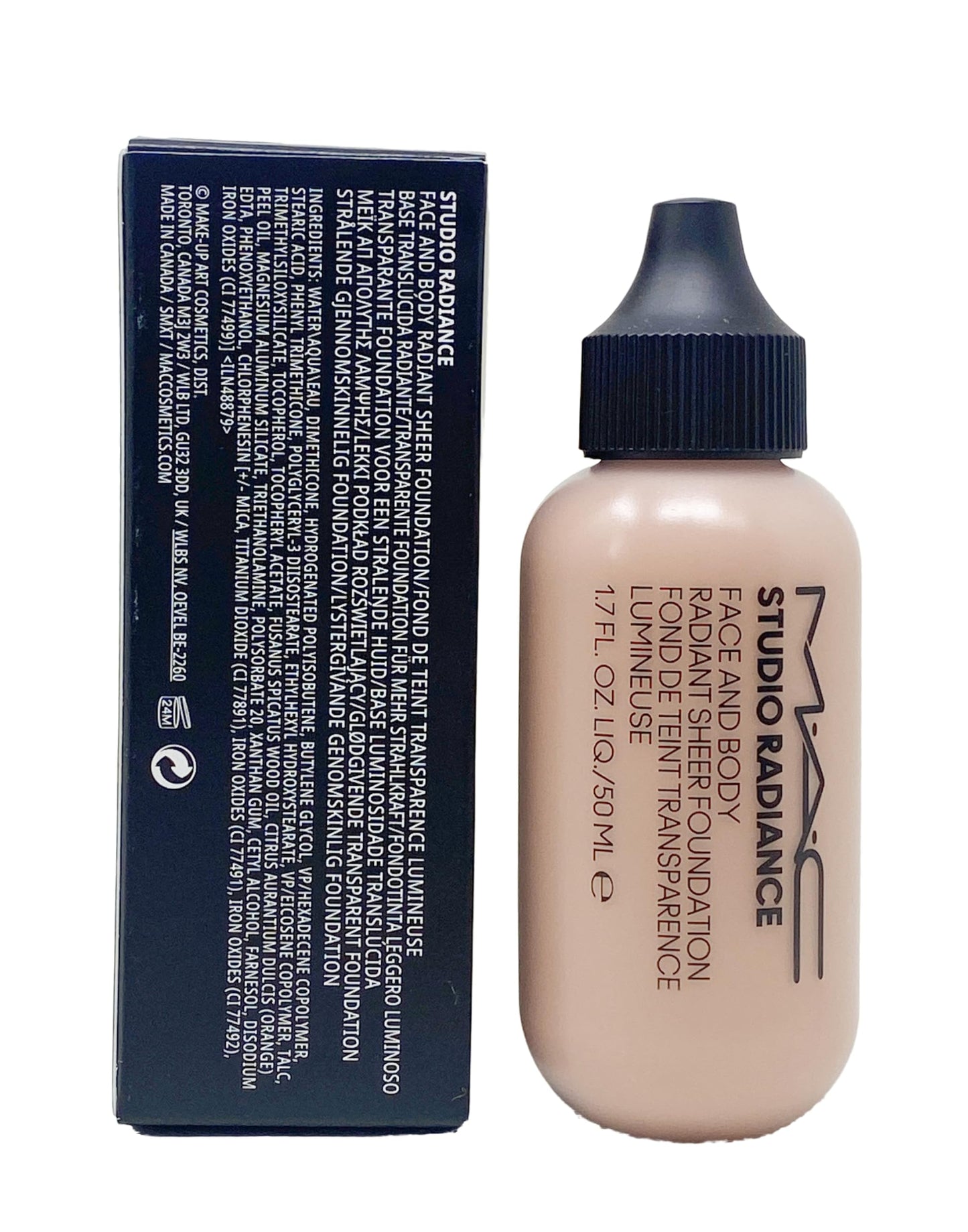 M.A.C Studio Radiance Face and Body Radiant Sheer Foundation - W4 (Rosy beige with rosy undertone for medium skin) 1.7 Fl Oz / 50 mL Beauty & Personal Care MAC