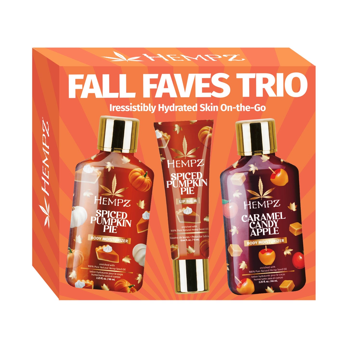 Hempz Fall Faves Trio Lotion & Lip Balm Set, Limited Holiday Run, Moisturizing and Nourishing Gift Pack, Travel Size Beauty and Personal Care Hempz