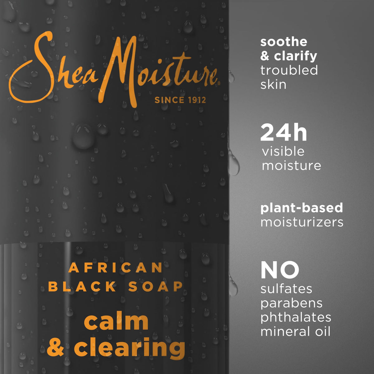 SheaMoisture African Black Soap Body Wash Calm and clearing body wash for 24H Visible Moisture for Healthy, Glowing 18 Oz Beauty & Personal Care Shea Moisture
