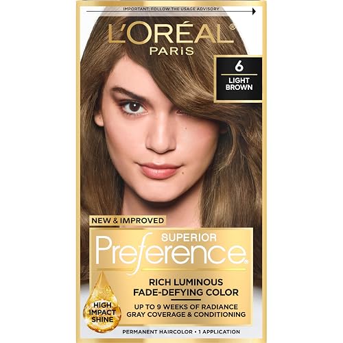 L'Oreal Paris Superior Preference Fade-Defying + Shine Permanent Hair Color, 6 Light Brown, Pack of 1, Hair Dye Beauty & Personal Care L'Oreal Paris