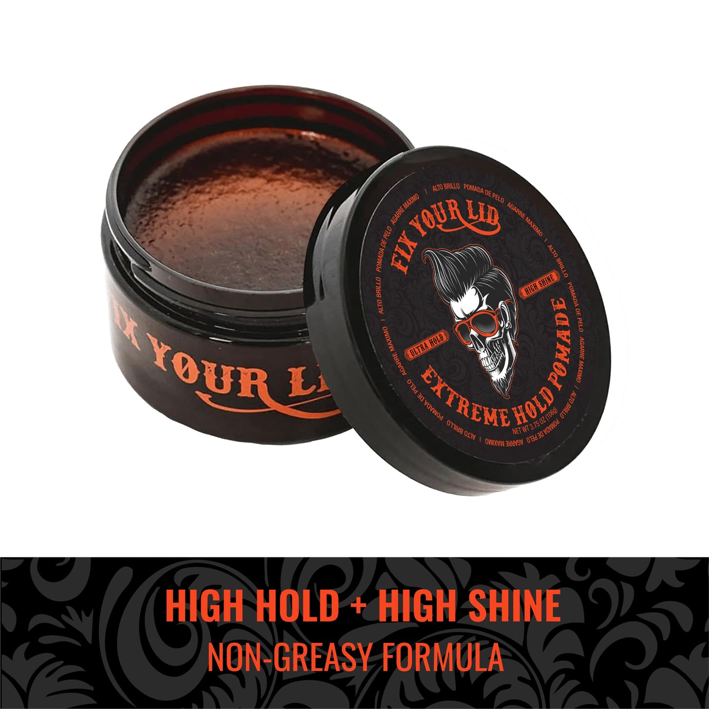 Fix Your Lid Extreme Hold Hair Pomade For Men - High Shine Water Based Hair Gel 3.75 oz - Easy To Wash Out Beauty & Personal Care Fix Your Lid