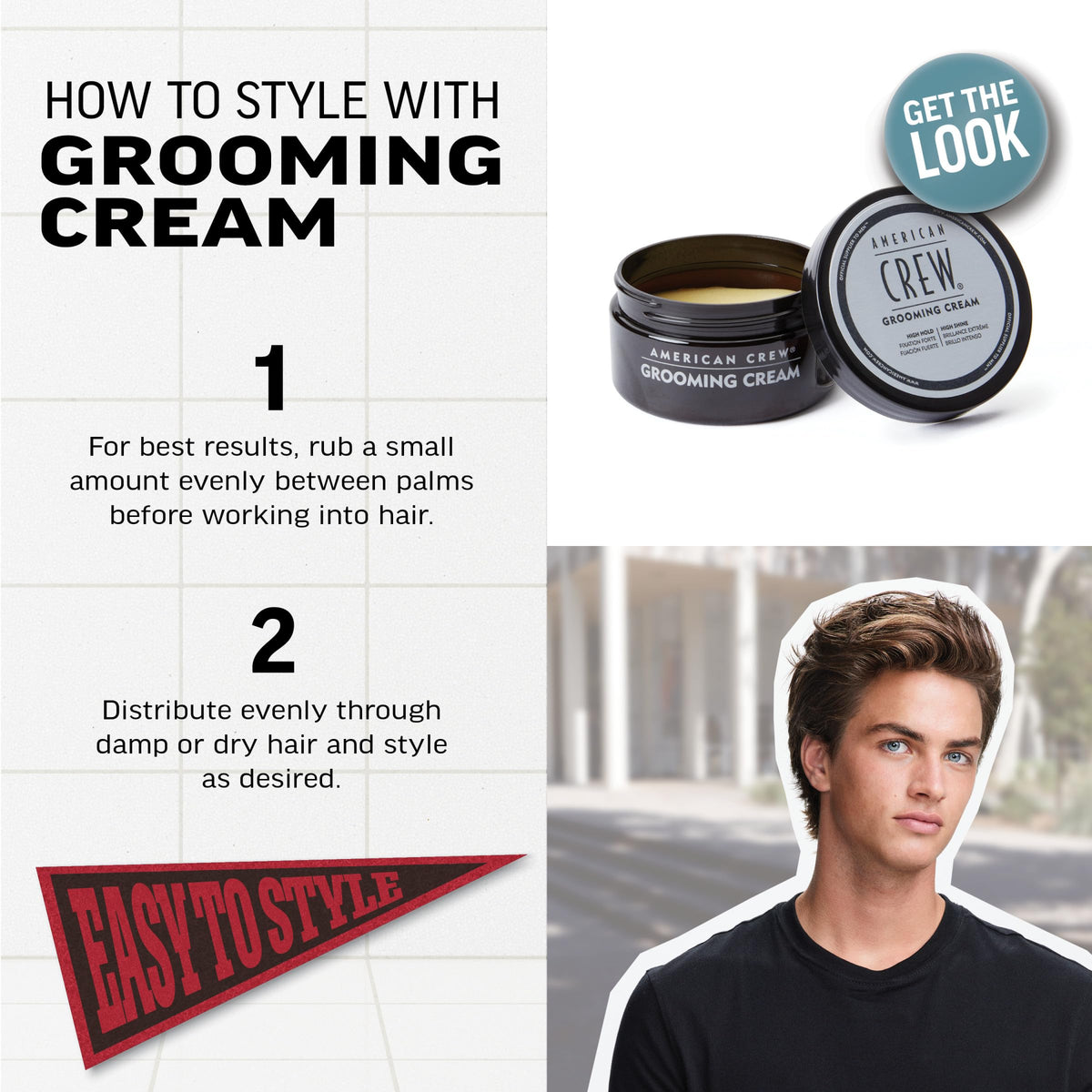 American Crew Men's Grooming Cream, Like Hair Gel with High Hold & High Shine, Stocking Stuffer for Him, 3 oz Beauty & Personal Care AMERICAN CREW