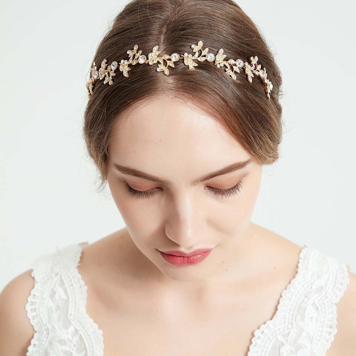 Ammei Headpiece Crystal Headband Bridal Tiara Flower Shape Women's Headpiece Metal Rhinestone Headbands