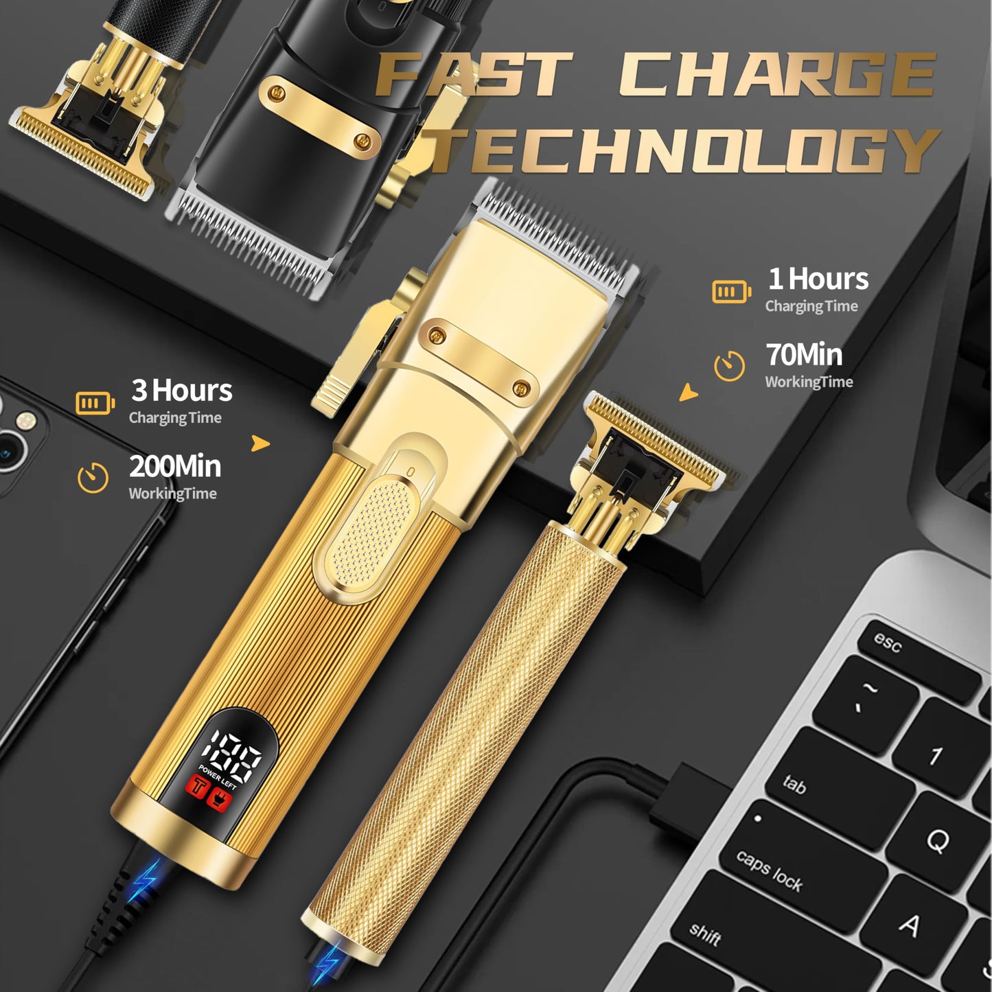 Hair Clippers for Men - Cordless Grooming Kit, Professional Barber with LED Display,Rechargeable Beard Trimmer,Gifts for(Pupre) Beauty and Personal Care QDKVTNDJZ