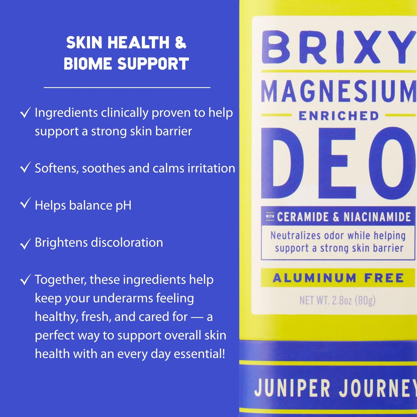 BRIXY Magnesium Deodorant, Ceramide & Niacinamide, Aluminum Free, Baking Soda Free, Plastic Free Packaging, Vegan and Certified Cruelty Free, Patent Beauty and Personal Care BRIXY