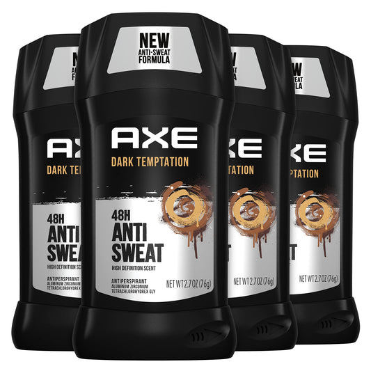 AXE Antiperspirant Stick For Men For Long Lasting Freshness Dark Temptation All Day Fresh Scent 48 Hour Anti Sweat Mens Deodorant 2.7oz 4 Count Beauty and Personal Care AXE
