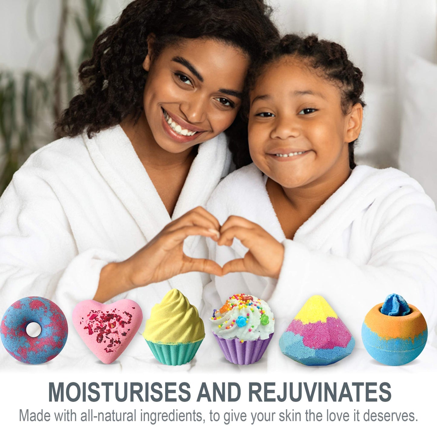 Bath Bombs for Girls - 6 Organic Bath Bombs Gift Set with Natural Ingredients, Aromatherapy Bubble Bath Fizzy for Kids, Teens, Women - Skin Beauty and Personal Care Mineral Me California