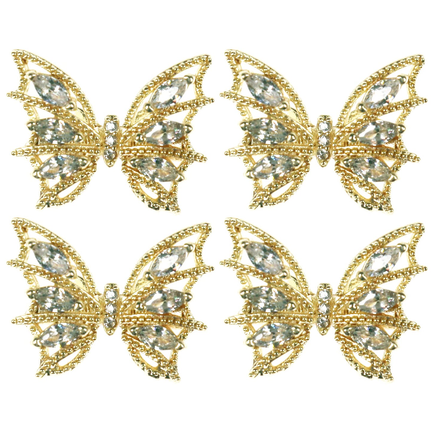 Tinsow 4 Pcs Nail Diamond Metal Nail Art Butterfly Jewelry Crystal Strass Moving Wings Butterfly Nail Diamond Stones Wedding Charms Accessories (Gold) Beauty & Personal Care Tinsow