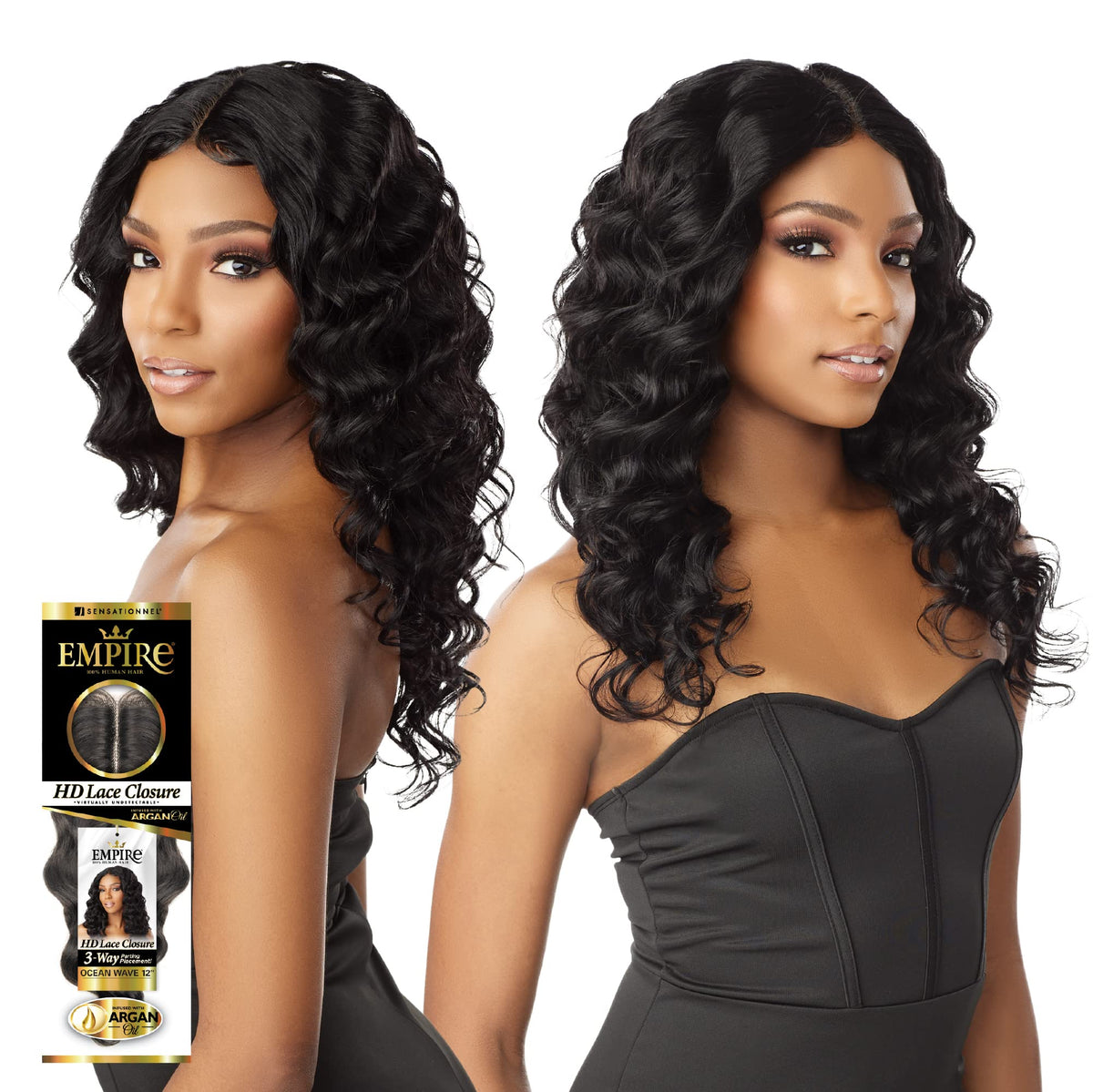 Sensationnel Empire Humanhair Lace Closure-Ocean Wave 12 Inch,2 DARKBROWN