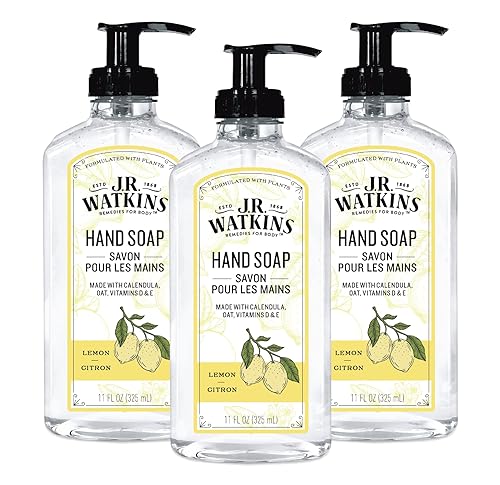 J.R. Watkins Gel Hand Soap, Scented Liquid Hand Wash for Bathroom or Kitchen, USA Made and Cruelty Free, 11 fl oz, Lemon, 3 Pack Beauty & Personal Care J.R. Watkins